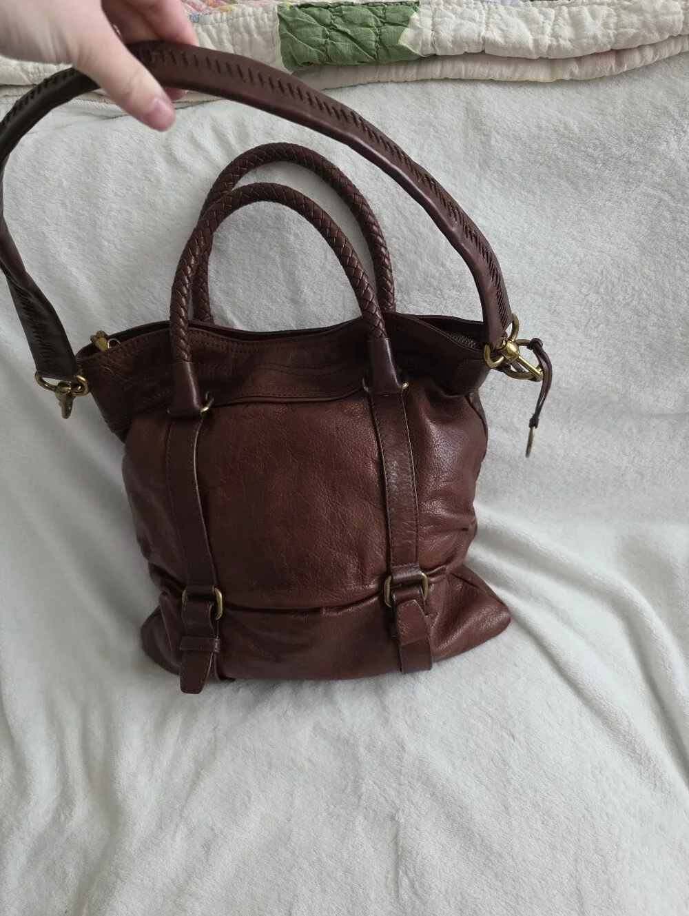 Y2k The Sak Leather Hobo Bag Tote Satchel Boho Western Chic Brown
